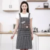 New cotton apron for kitchen cooking, home use, waist straps, stain-resistant, breathable, zipper, dirt-resistant work clothes Item Picture